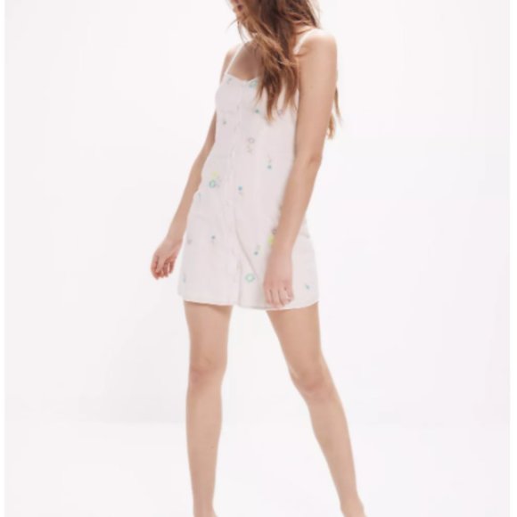 UO Aiden Embroidered Button-Front Mini Dress - Picture 2 of 12